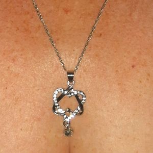 Silver Double Heart Pendant Necklace